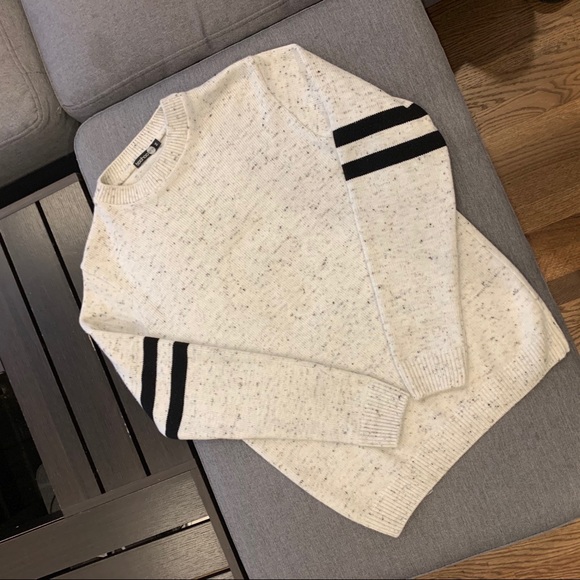 NWOT Boohooman ARM STRIPE NEP YARN KNITTED JUMPER - Picture 2 of 8